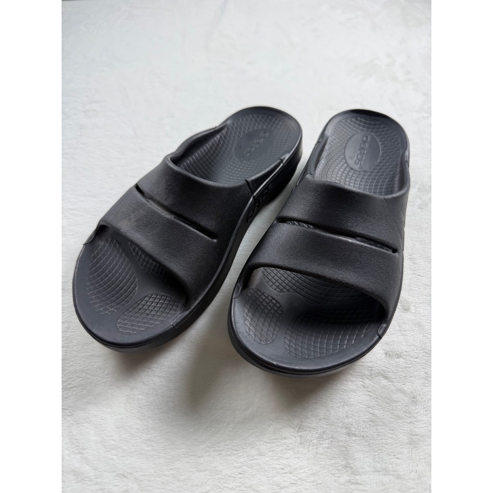 Oofos OOahh Sport Recovery Slides Black Platform Sandals Womens 6 Mens 4 EU 37